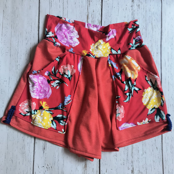 Orange/Red Floral- S/M