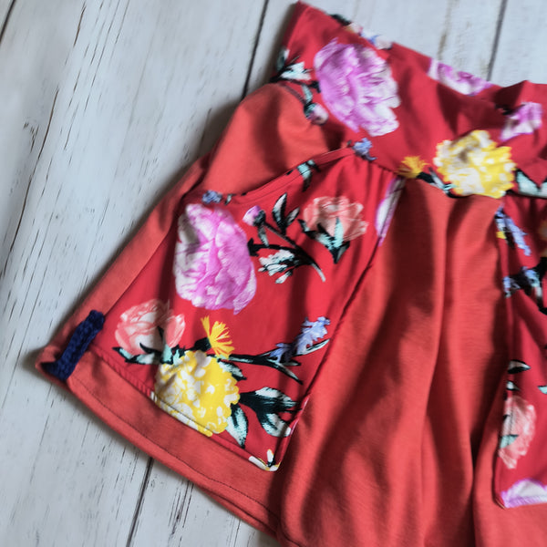 Orange/Red Floral- S/M