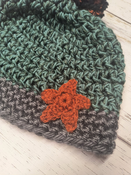 Teal/Grey Star Hat- 8+ years