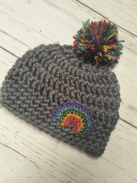 Grey Rainbow Hat- 1-3 Years