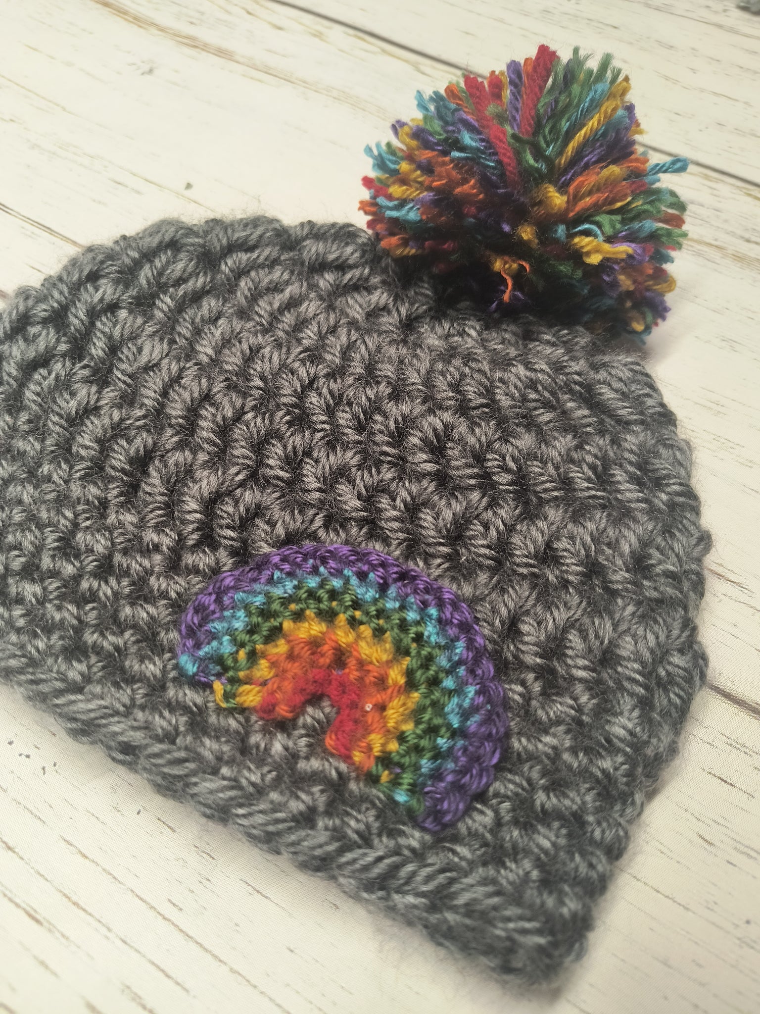 Grey Rainbow Hat- 1-3 Years