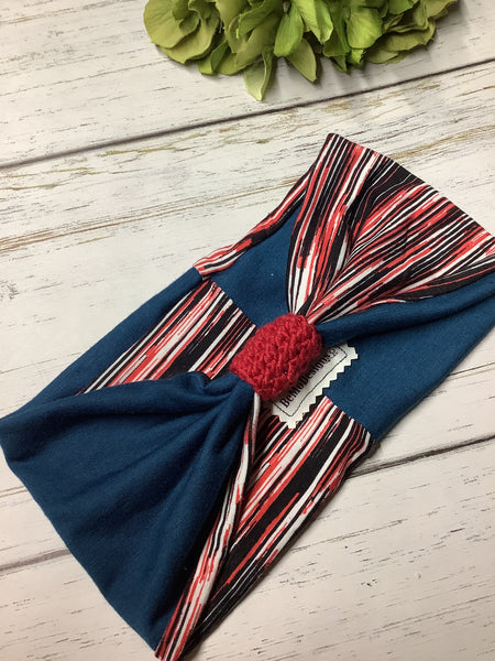 WIDE Headband- Teal/Red